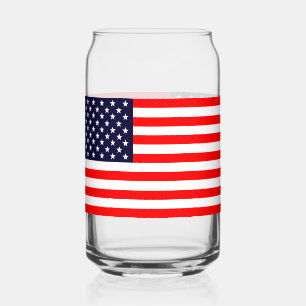 American Flag Can Glass Single or Glasses Set