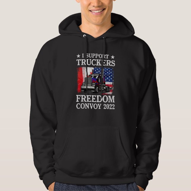 American Flag Canada Flag Freedom Convoy 2022 Truc Hoodie (Front)