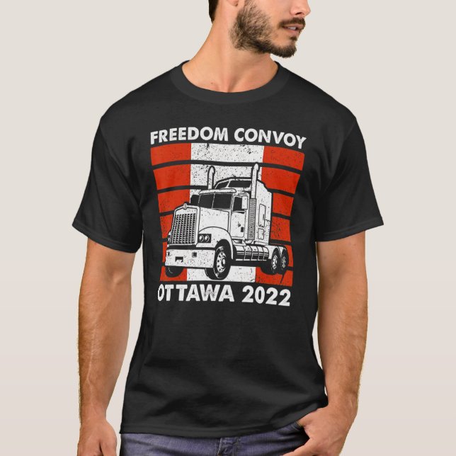 American Flag Canada Flag Freedom Convoy 2022 Truc T-Shirt (Front)