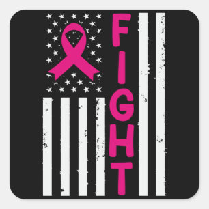 American flag cancer awareness square sticker