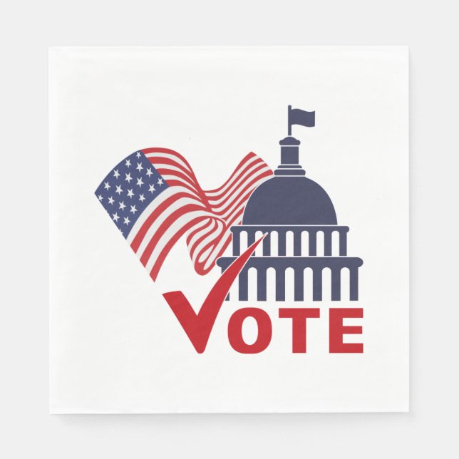American Flag, Capital Vote Check Mark   Napkin (Front)