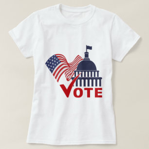 American Flag, Capital Vote Check Mark   T-Shirt