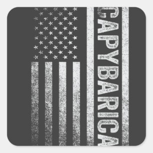 American Flag Capybara Lover Funny Capybarica 4th Square Sticker