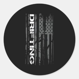 American Flag Car Racing Drifting Classic Round Sticker