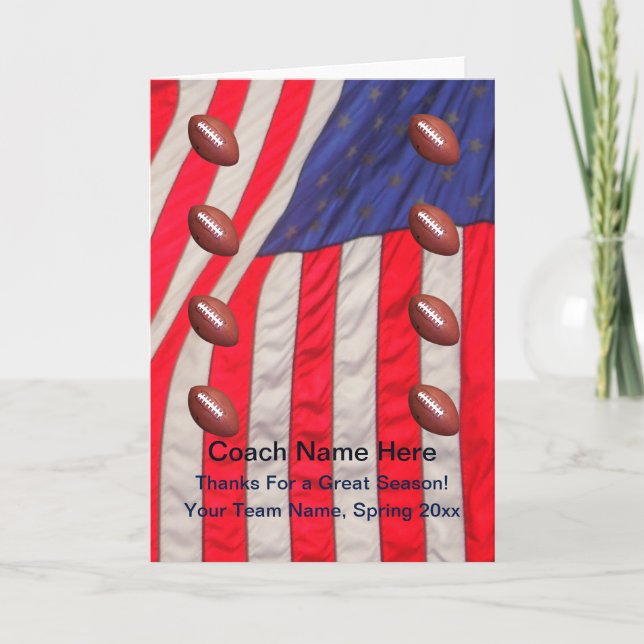 American Flag Card for Football Coach Blank Inside (Front)
