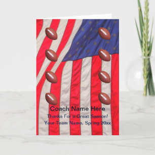 American Flag Card for Football Coach Blank Inside