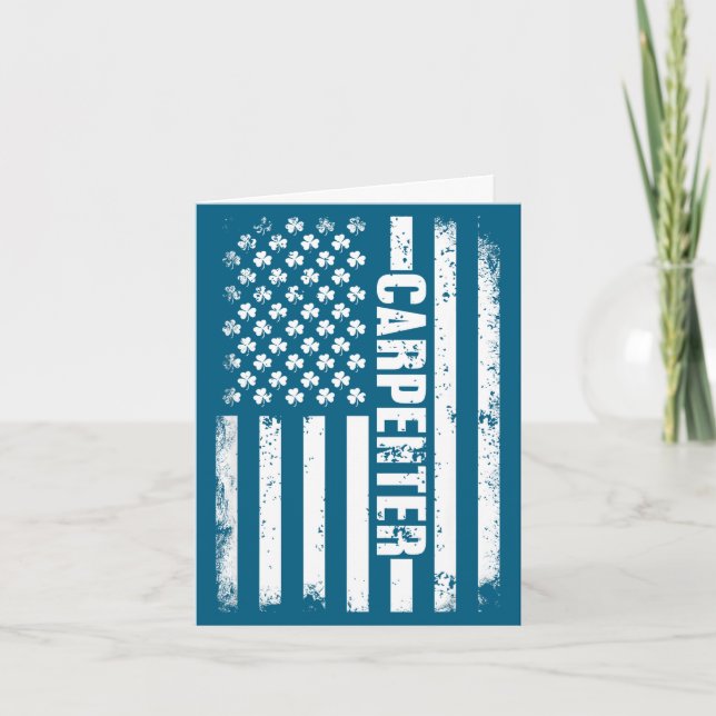 American flag carpenter st patricks day shamrock card (Front)