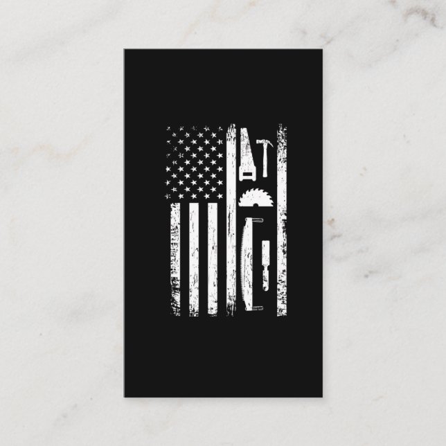 American Flag Carpenter Tools Woodworker Craftsman Business Card (Front)