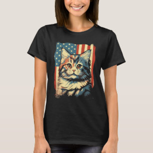 American Flag Cat 4th Of July Kitten Patriotic Pet T-Shirt