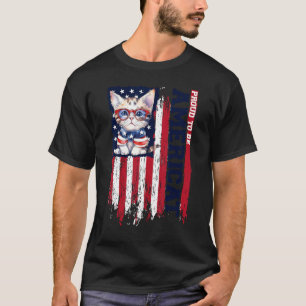 American Flag Cat 4th of July Kitten Patriotic Pet T-Shirt
