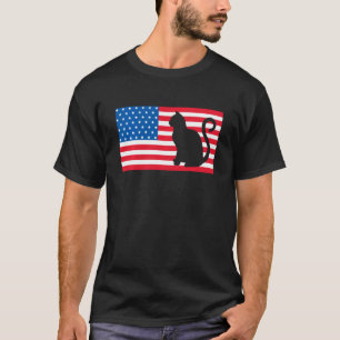 American Flag Cat 4th Of July  Us Veterans Kids Me T-Shirt