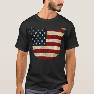 American Flag Cat Head T-Shirt