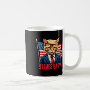 American Flag Cat In Suite Donald Trump Nine Lives Coffee Mug