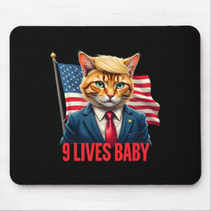 American Flag Cat In Suite Donald Trump Nine Lives Mouse Mat