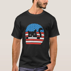 American Flag Cat Sunglasses Patriotic Cat 4th of  T-Shirt