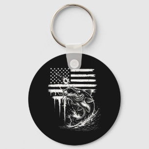 American Flag Catfish Fish Fishing Lover Men Dad Key Ring