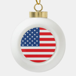 American Flag Ceramic Ball Christmas Ornament
