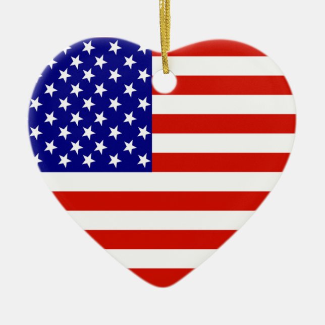 AMERICAN FLAG CERAMIC TREE DECORATION (Front)