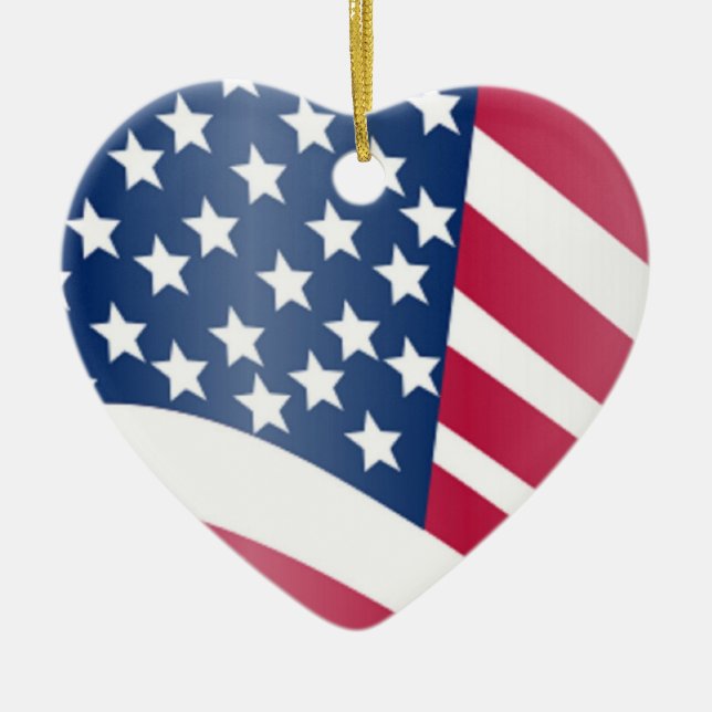 AMERICAN FLAG CERAMIC TREE DECORATION (Front)