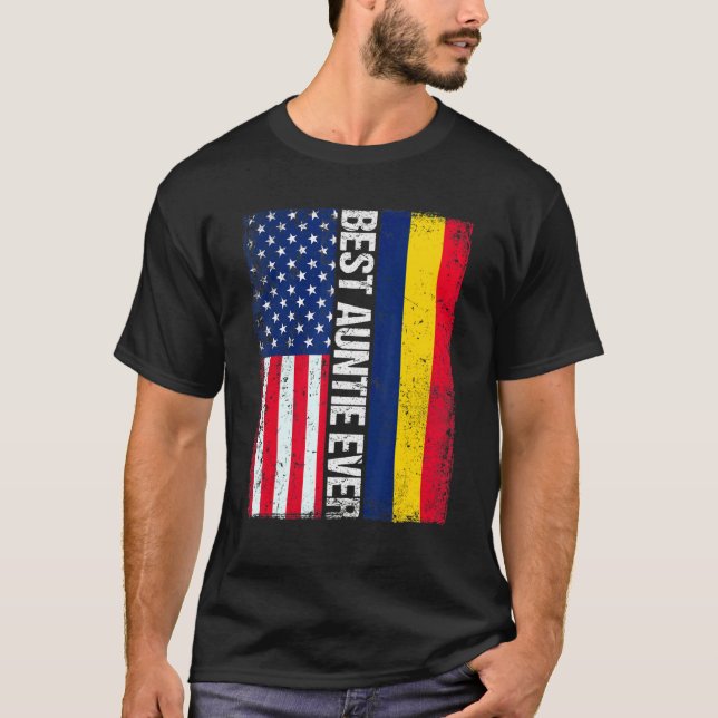 American Flag Chad Flag Best Auntie Ever Family T-Shirt (Front)