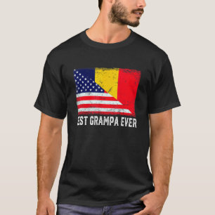 American Flag & Chad Flag Best Grampa Ever Family T-Shirt