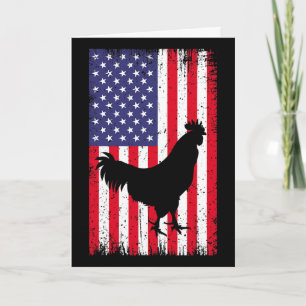 American Flag Chicken Rooster Farm Animal Ranch Card