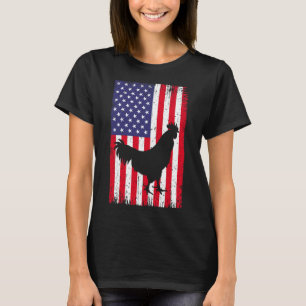 American Flag Chicken Rooster Farm Animal Ranch T-Shirt