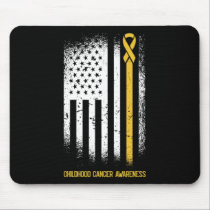 American Flag Childhood Cancer Awareness Ribbon Wa Mouse Mat
