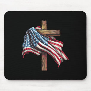American Flag Christian Cross Jesus 4th Of July Me Mouse Mat