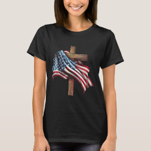 American Flag Christian Cross Jesus 4th Of July Me T-Shirt