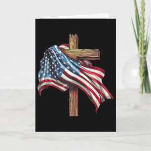 American Flag Christian Cross Jesus 4th Of July Pa Card