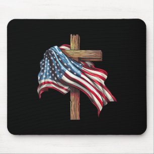 American Flag Christian Cross Jesus 4th Of July Pa Mouse Mat