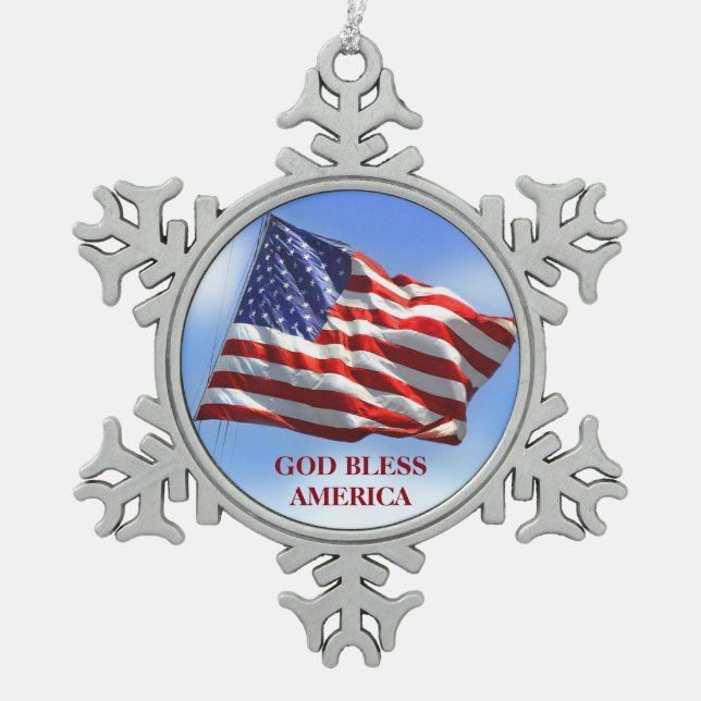 American Flag Christmas Ornament God Bless America (Front)