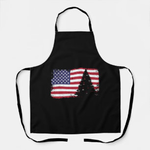 american flag christmas tree apron