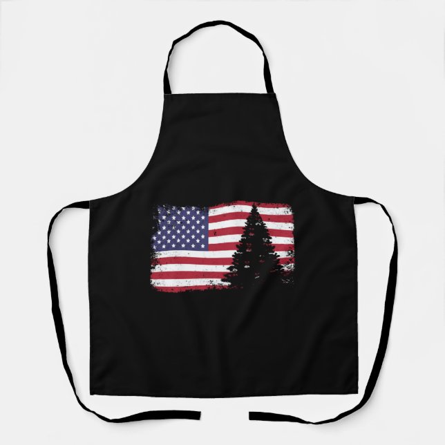 american flag christmas tree apron (Front)
