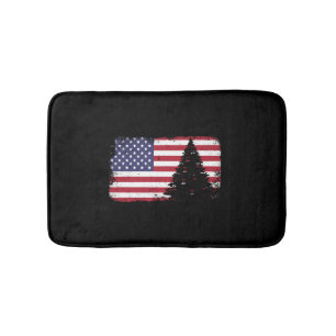 american flag christmas tree bath mat