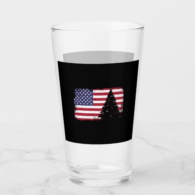 american flag christmas tree glass (Front)
