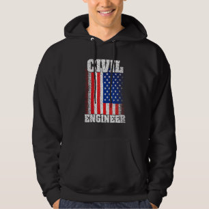 American Flag Civil Engineer Usa Patriot Men Women Hoodie