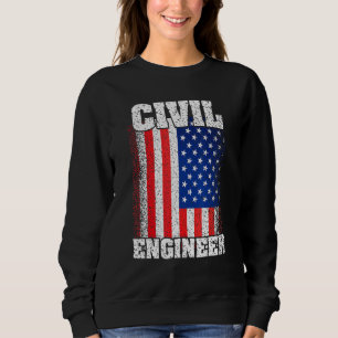 American Flag Civil Engineer Usa Patriot Men Women Sweatshirt