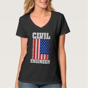 American Flag Civil Engineer Usa Patriot Men Women T-Shirt