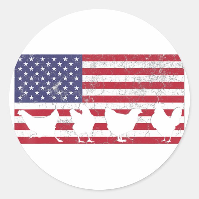 American Flag  Classic Round Sticker (Front)