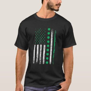 American Flag Clovers St Patricks Day Vintage Iris T-Shirt