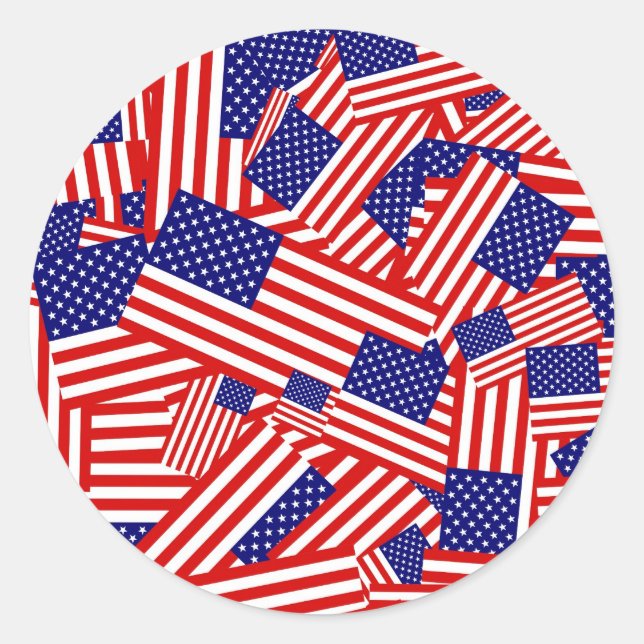 American Flag Collage Classic Round Sticker (Front)