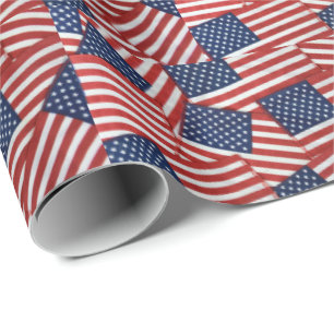American flag collection wrapping paper