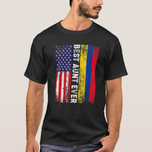 American Flag & Colombia Flag Best Aunt Ever Famil T-Shirt
