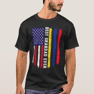 American Flag & Colombia Flag Best Grandad Ever Fa T-Shirt