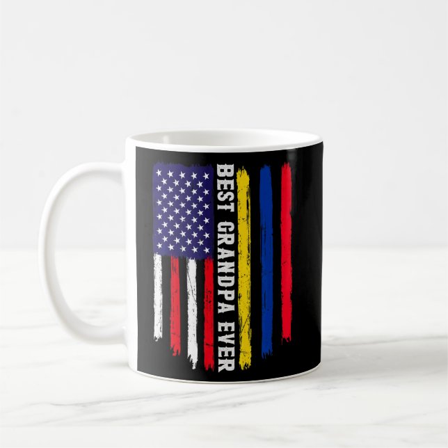 American Flag & Colombia Flag Best Grandpa Ever Fa Coffee Mug (Left)