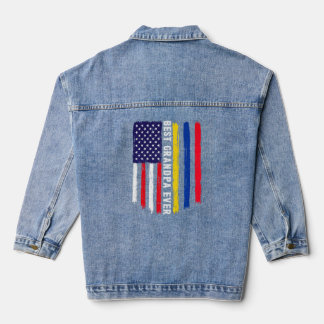 American Flag & Colombia Flag Best Grandpa Ever Fa Denim Jacket