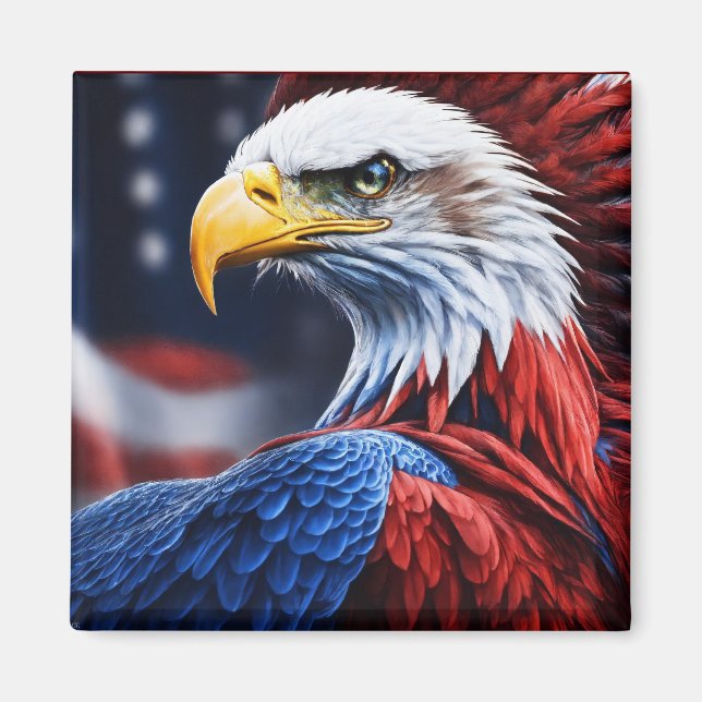 American flag colour eagle frame print  magnet (Front)
