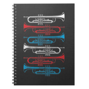 American Flag Colour Trumpet Musical Instrument Notebook